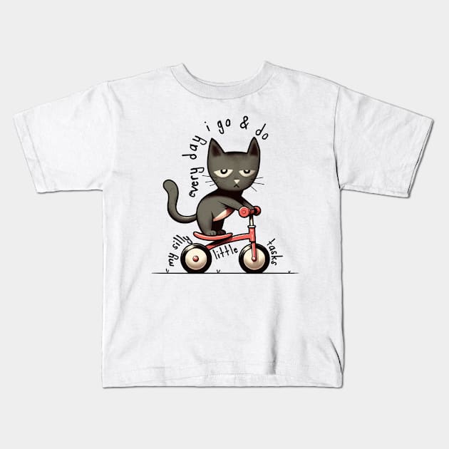 Funny cat Kids T-Shirt by MasutaroOracle